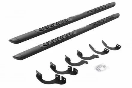 GO RHINO V3 OVAL SIDE BARS WITH PLASTIC FOOTSTEPS TOYOTA Hilux