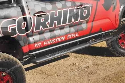 GO RHINO V3 OVAL SIDE BARS WITH PLASTIC FOOTSTEPS TOYOTA Hilux