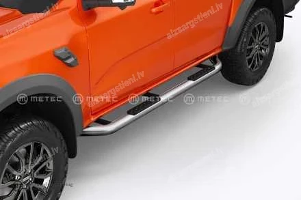 METEC ROUND SIDE BARS WITH PLASTIC FOOTSTEPS FORD Ranger, FORD Ranger Raptor, VOLKSWAGEN Amarok