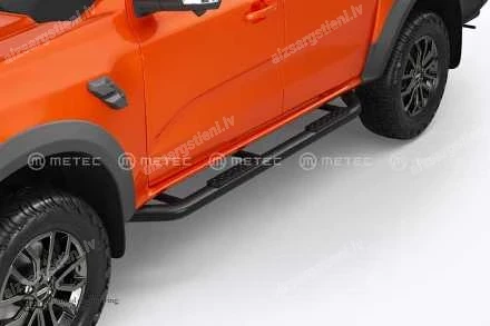 METEC ROUND SIDE BARS WITH PLASTIC FOOTSTEPS FORD Ranger, FORD Ranger Raptor, VOLKSWAGEN Amarok